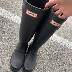 Tall Matte Black Hunter Boots